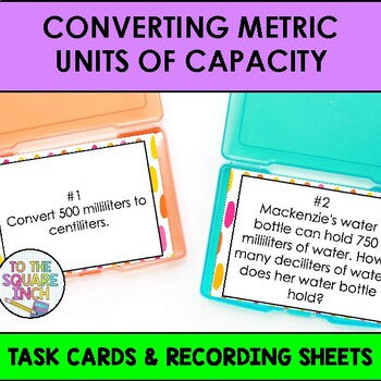 Converting Metric Units of Capacity Task Cards – To The Square Inch