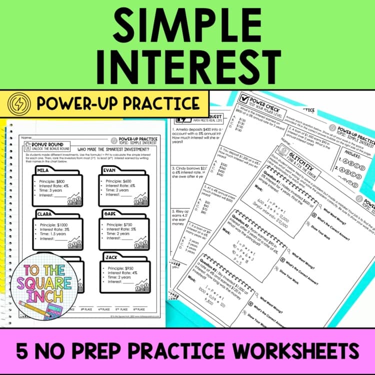 Simple Interest Practice Worksheets