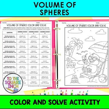 Volume of Spheres Color & Solve Activity