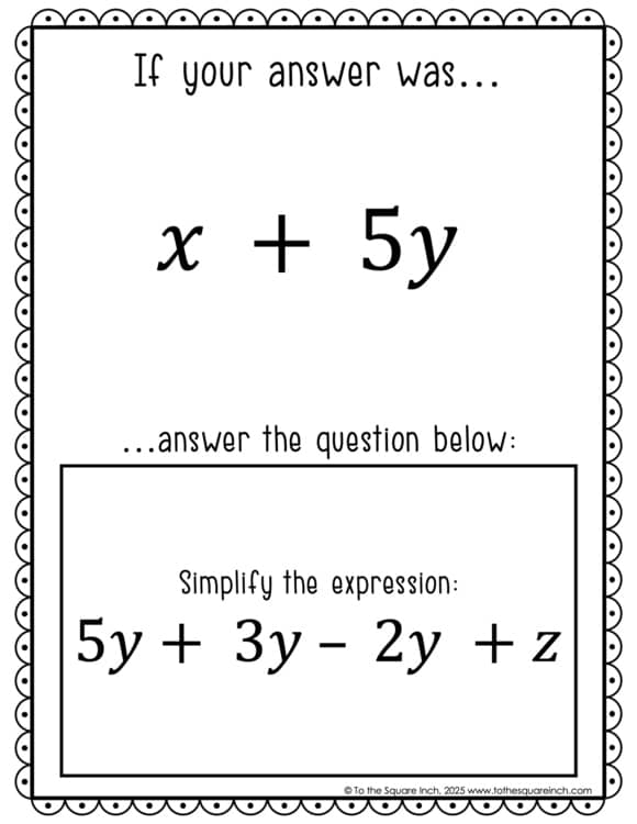 Combining Like Terms Scavenger Hunt | Interactive Math Practice Positives Only