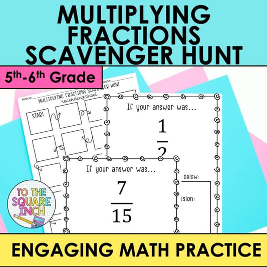 Multiplying Fractions Scavenger Hunt | Interactive Math Practice Activity
