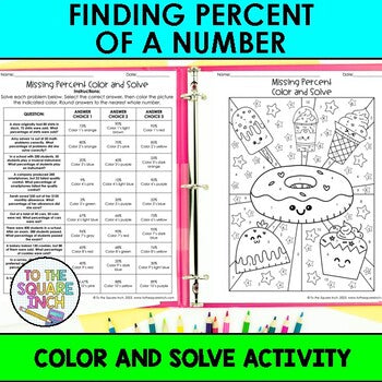 Finding Percent of a Number Color & Solve Activity