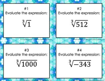 Cube Roots Task Cards