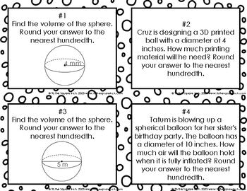 Volume of Spheres Task Cards