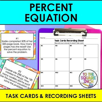 Percent Equation Task Cards