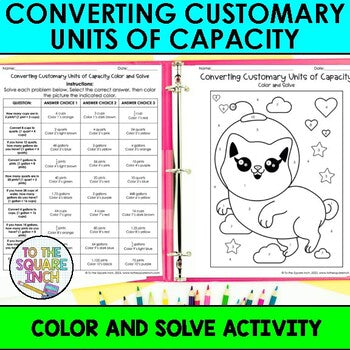 Converting Customary Units Of Capacity Color & Solve Activity