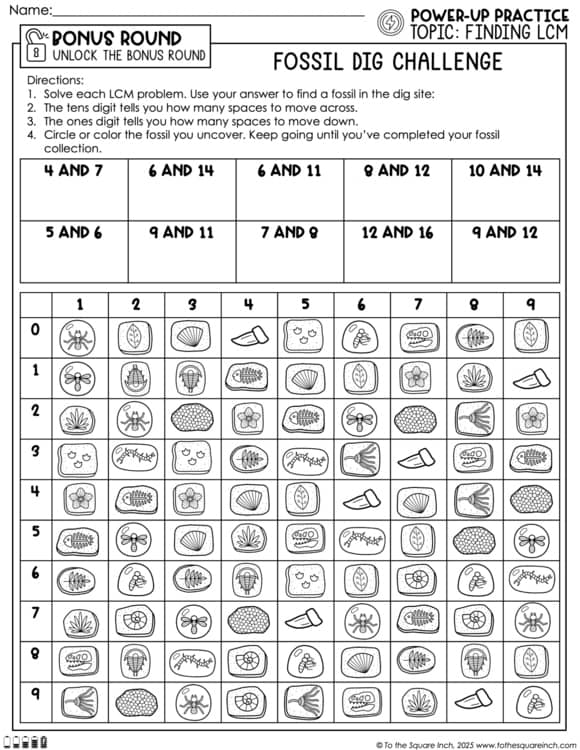 LCM Least Common Multiple Practice Worksheets