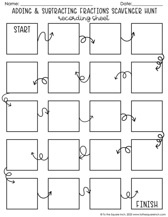 Adding and Subtracting Fractions Scavenger Hunt | Math Practice Activity
