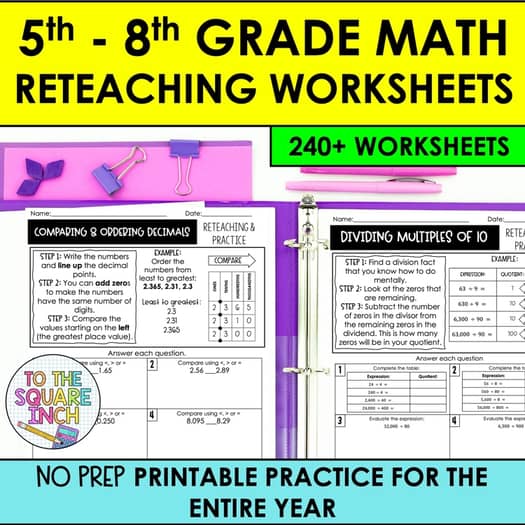 Reteach Into Math Reteaching Math Worksheets – To The Square Inch