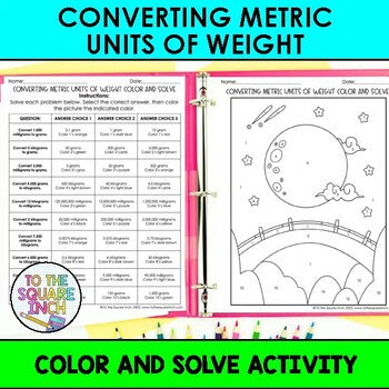 Converting Metric Units of Weight Color & Solve Activity