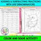 Adding and Subtracting Fractions with Like Denominators Color & Solve Activity