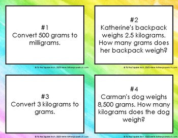 Converting Metric Units of Weight Task Cards