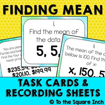 Finding Mean Task Cards