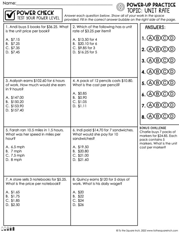 Unit Rate Practice Worksheets Ratio Practice Problems