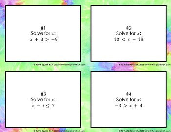 Solving One Step Inequalities with Addition and Subtraction Task Cards