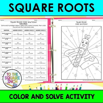 Square Roots Color & Solve Activity