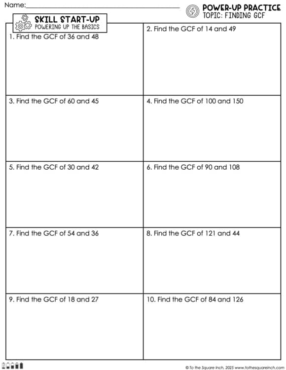 Practicing Gcf GCF Greatest Common Factor Practice Worksheets – To The Square Inch