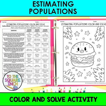 Population Coloring Estimating Population Color & Solve Activity – To The Square Inch
