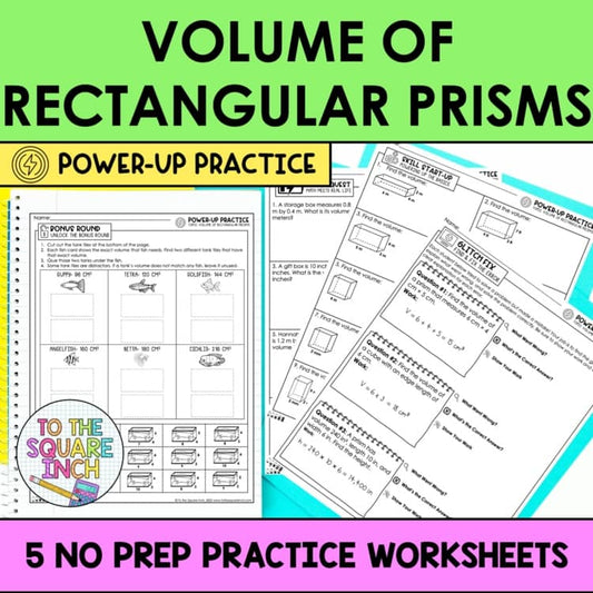Volume of Rectangular Prisms Practice Worksheets