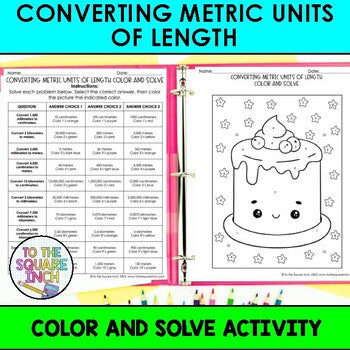 Converting Metric Units of Length Color & Solve Activity