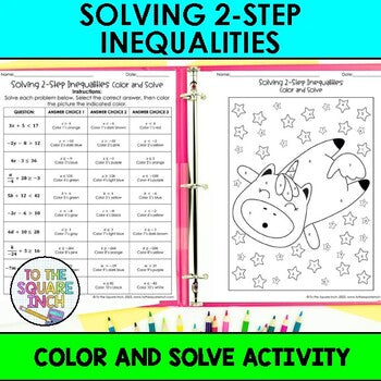 Solving 2-Step Inequalities Color & Solve Activity