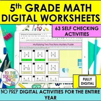 5th Grade Math Digital Worksheets – To The Square Inch