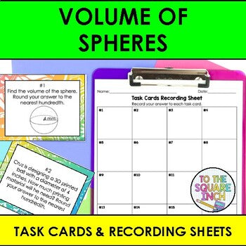 Volume of Spheres Task Cards