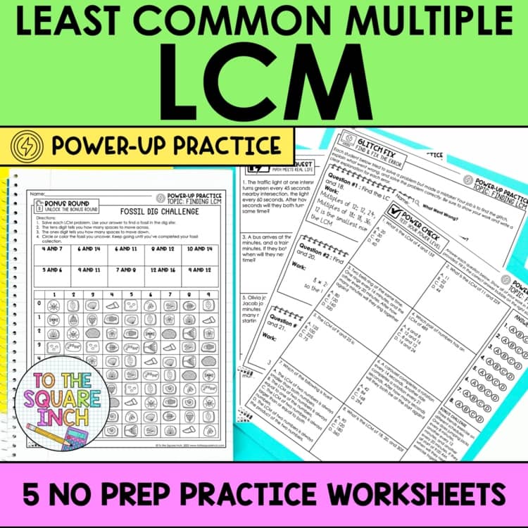 LCM Least Common Multiple Practice Worksheets