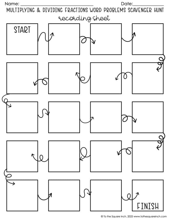 Multiplying & Dividing Fractions Word Problems Scavenger Hunt | Interactive Math Practice Activity