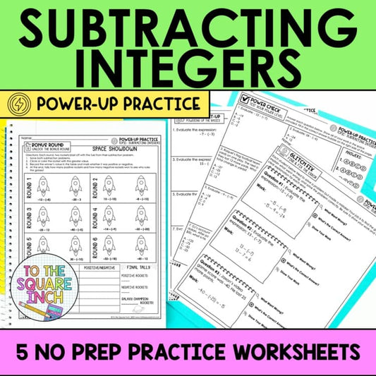 Subtracting Integers Practice Worksheets