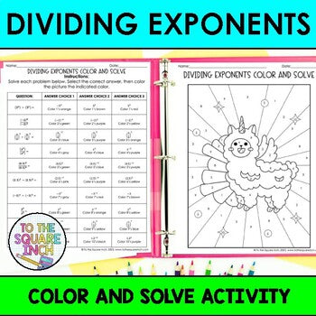 Dividing Exponents Color & Solve Activity