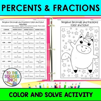 Percents and Fractions Color & Solve Activity