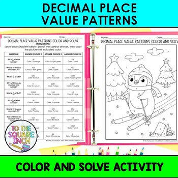 Decimal Place Value Patterns Color & Solve Activity