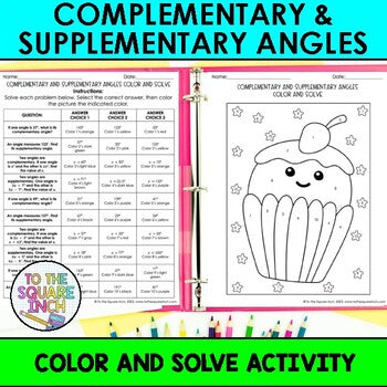 Complementary and Supplementary Color & Solve Activity