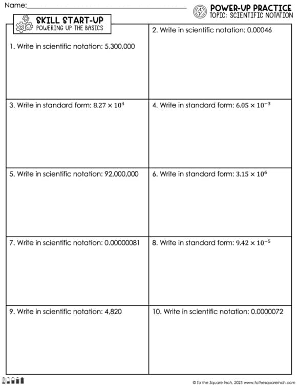 Scientific Notation Practice Worksheets – To The Square Inch