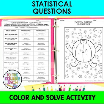 Statistical Questions Color & Solve Activity