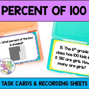 Percent Task Cards Percent of 100 Task Cards – To The Square Inch