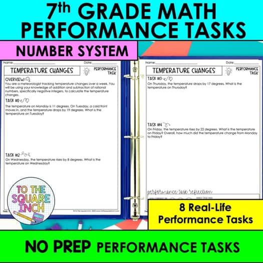 7th Grade Math Number System Performance Tasks