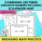 Combining Like Terms Scavenger Hunt Interactive Math Practice Negative Included