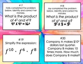 Multiplying Exponents Task Cards