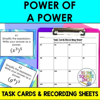 Power of a Power Task Cards