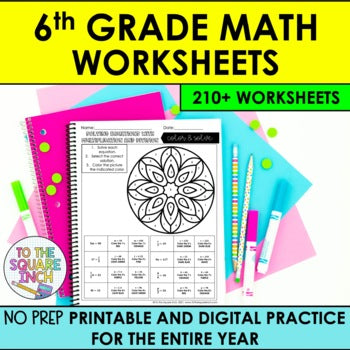 6th Grade Math Worksheets for the Entire Year