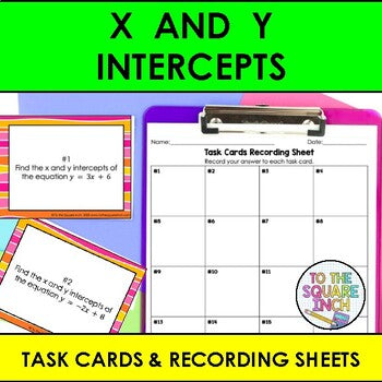 X and Y Intercepts Task Cards