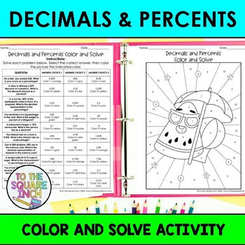 Decimals And Percents Color & Solve Activity