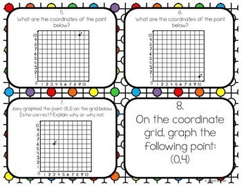Plotting on a Coordinate Plane in Quadrant One Task Cards
