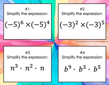 Multiplying Exponents Task Cards