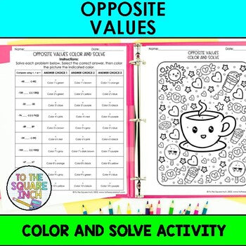 Opposite Values Color & Solve Activity