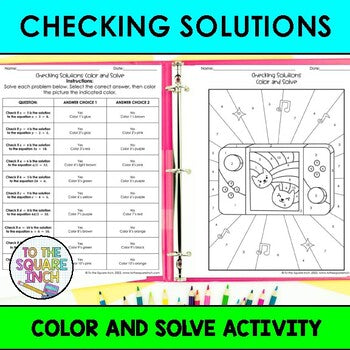 Checking Solutions Color & Solve Activity