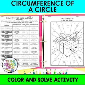 Circumference of a Circle Color & Solve Activity