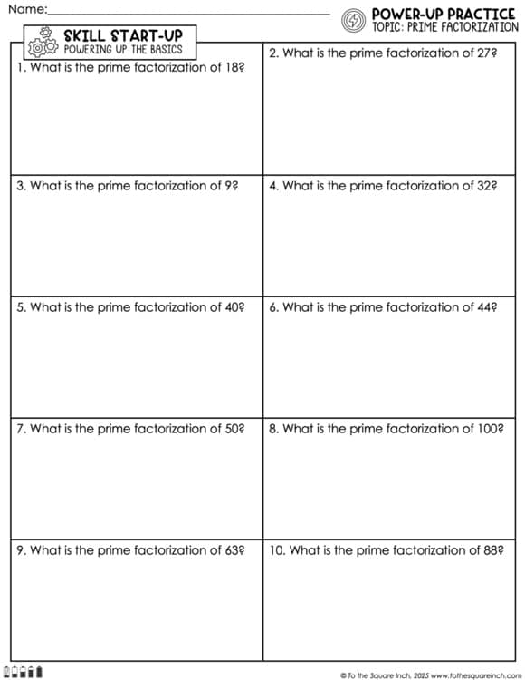 Prime Factorization Practice Worksheets – To The Square Inch